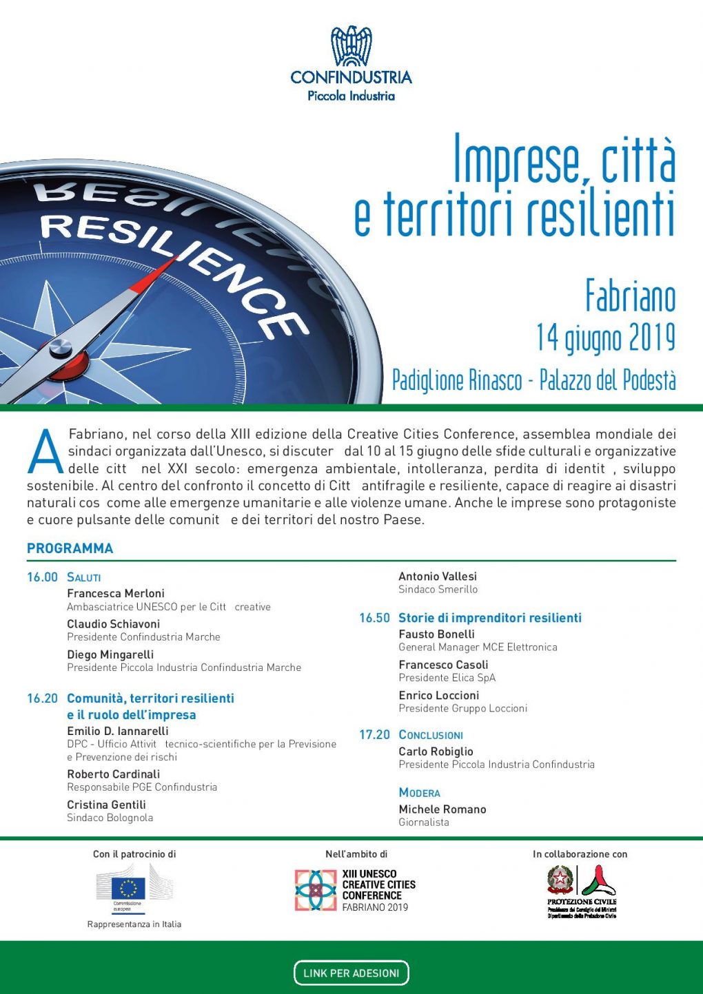 “Imprese, territori, città resilienti”, 14 Giugno 2019, ore 16.00, Padiglione RINASCO